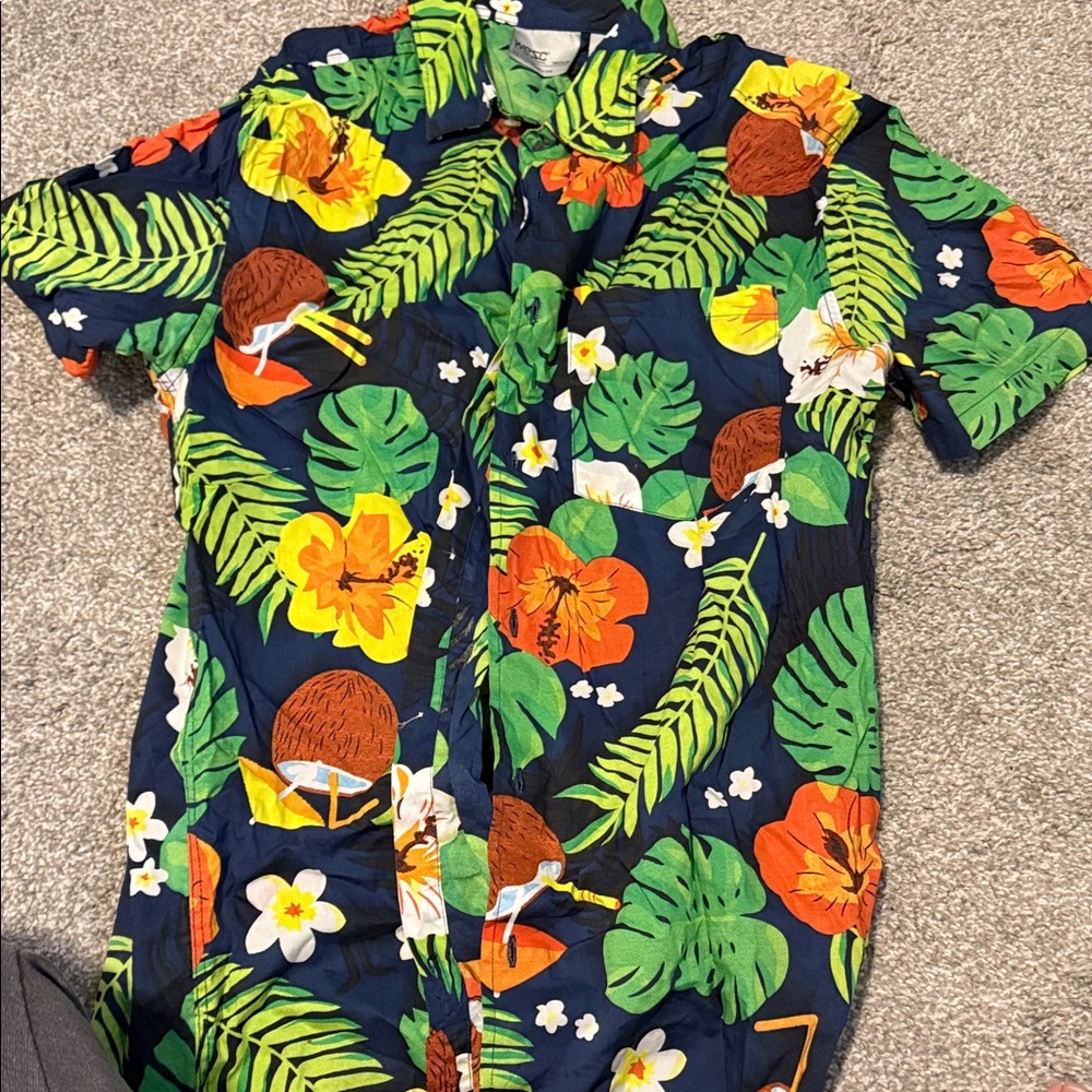 Wesc Navy and Green Floral Shirt